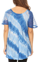 Sakkas Flavia Womens Everyday Blouse Top with Tie-dye & Block Print Light and Soft