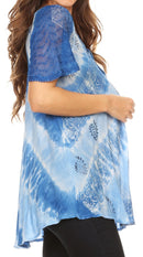 Sakkas Flavia Womens Everyday Blouse Top with Tie-dye & Block Print Light and Soft