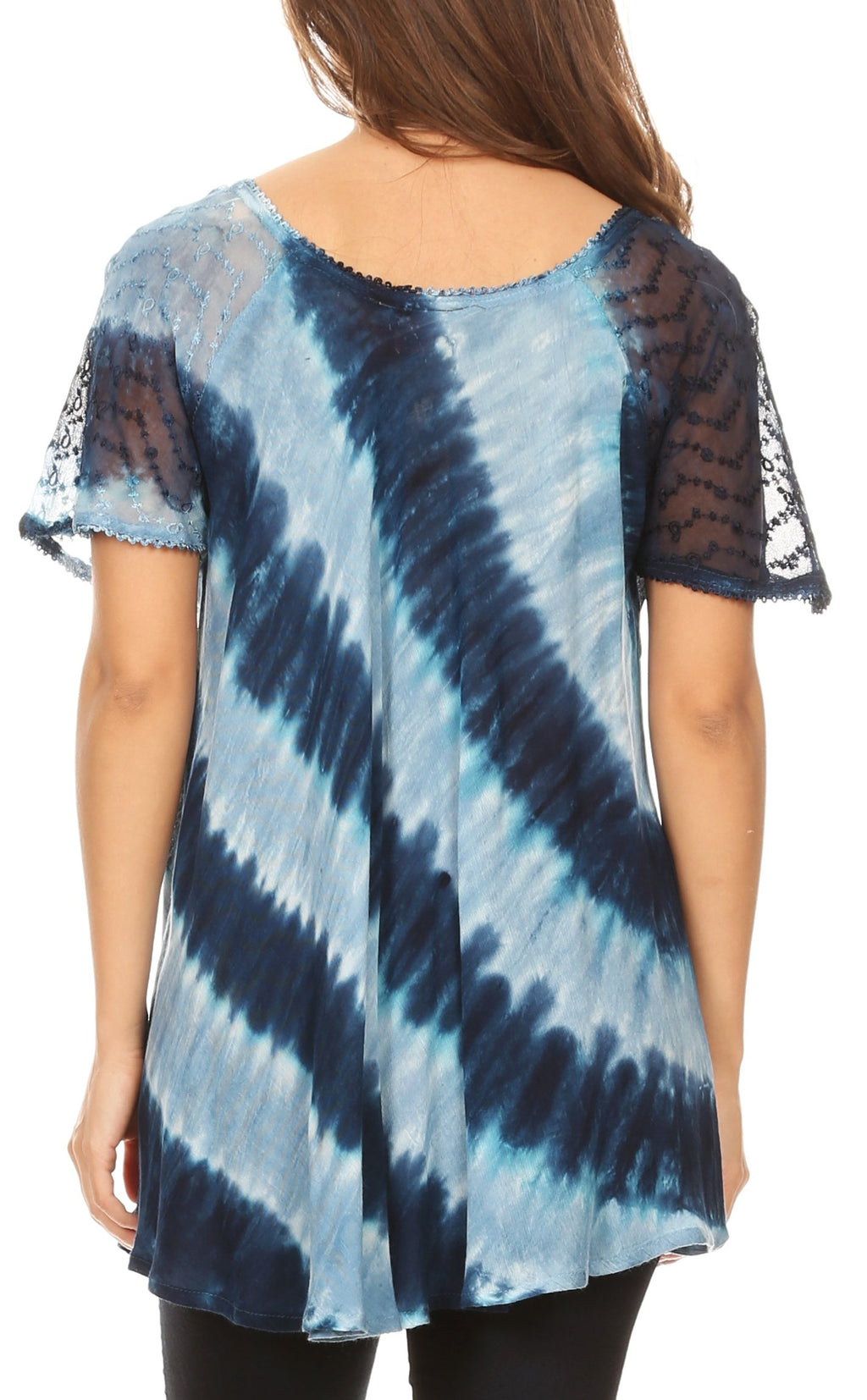 Sakkas Flavia Womens Everyday Blouse Top with Tie-dye & Block Print Li
