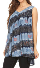 Sakkas Aria Womens Sleeveless V-neck Tank Top Tie-dye with Sequin & Embroidery