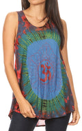 Sakkas Natalia Womens Summer Sleeveless Tie Dye Flare Tank Top Tunic Blouse#color_19460-BlueRed