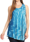 Sakkas Saba Womens Summer Casual Everyday Tie-dye Tunic Tank Top Light and Soft#color_Turquoise