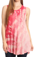 Sakkas Saba Womens Summer Casual Everyday Tie-dye Tunic Tank Top Light and Soft#color_Pink