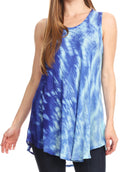 Sakkas Saba Womens Summer Casual Everyday Tie-dye Tunic Tank Top Light and Soft#color_RoyalBlue