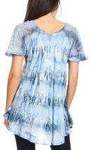 Sakkas Allegra Women's Short Sleeve Loose Fit Casual Tie Dye Blouse Tunic Shirt