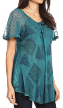 Sakkas Allegra Women's Short Sleeve Loose Fit Casual Tie Dye Blouse Tunic Shirt