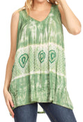 Sakkas Milva Women's Casual Loose Sleeveless Tie Dye Printed Tank Top Blouse Tunic#color_19238-Green