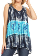 Sakkas Milva Women's Casual Loose Sleeveless Tie Dye Printed Tank Top Blouse Tunic