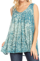 Sakkas Milva Women's Casual Loose Sleeveless Tie Dye Printed Tank Top Blouse Tunic