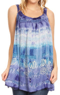 Sakkas Lidia Women's Casual Loose Batik Tie Dye Sleeveless Tank Top Blouse Tunic#color_19231-Violet