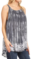 Sakkas Lidia Women's Casual Loose Batik Tie Dye Sleeveless Tank Top Blouse Tunic