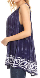 Sakkas Lidia Women's Casual Loose Batik Tie Dye Sleeveless Tank Top Blouse Tunic