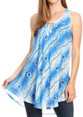 Sakkas Mai Women's Casual Swing Sleeveless Loose Tie Dye Tunic Tank Top #color_19235-Blue