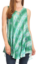 Sakkas Mai Women's Casual Swing Sleeveless Loose Tie Dye Tunic Tank Top #color_19235-Green