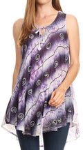 Sakkas Mai Women's Casual Swing Sleeveless Loose Tie Dye Tunic Tank Top #color_19235-Purple