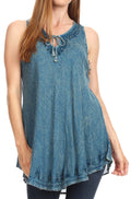 Sakkas Mai Women's Casual Swing Sleeveless Loose Tie Dye Tunic Tank Top #color_19236-Blue