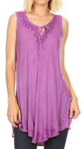 Sakkas Mai Women's Casual Swing Sleeveless Loose Tie Dye Tunic Tank Top #color_19236-Purple