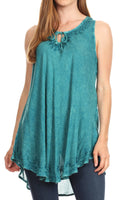 Sakkas Mai Women's Casual Swing Sleeveless Loose Tie Dye Tunic Tank Top #color_19236-Teal