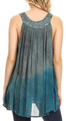 Sakkas Mina Women's Casual Loose Ombre Tie Dye Sleeveless Tank Top Tunic Blouse
