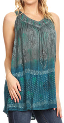 Sakkas Mina Women's Casual Loose Ombre Tie Dye Sleeveless Tank Top Tunic Blouse