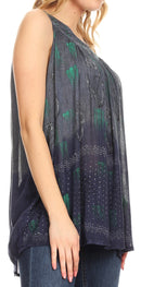 Sakkas Mina Women's Casual Loose Ombre Tie Dye Sleeveless Tank Top Tunic Blouse
