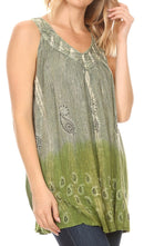Sakkas Mina Women's Casual Loose Ombre Tie Dye Sleeveless Tank Top Tunic Blouse