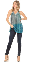 Sakkas Mina Women's Casual Loose Ombre Tie Dye Sleeveless Tank Top Tunic Blouse