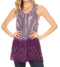 Sakkas Mina Women's Casual Loose Ombre Tie Dye Sleeveless Tank Top Tunic Blouse#color_19526-Purple