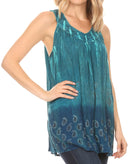 Sakkas Mina Women's Casual Loose Ombre Tie Dye Sleeveless Tank Top Tunic Blouse