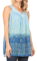 Sakkas Mina Women's Casual Loose Ombre Tie Dye Sleeveless Tank Top Tunic Blouse