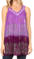 Sakkas Mina Women's Casual Loose Ombre Tie Dye Sleeveless Tank Top Tunic Blouse#color_19527-Purple