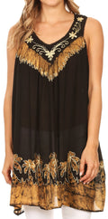 Sakkas Oasis Gauzy Crepe Sleeveless Blouse#color_Black/Gold