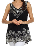Sakkas Oasis Gauzy Crepe Sleeveless Blouse#color_Black/White