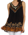 Sakkas Oasis Gauzy Crepe Sleeveless Blouse#color_Chocolate