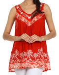 Sakkas Oasis Gauzy Crepe Sleeveless Blouse#color_Orange/White