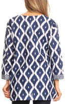 Sakkas Ida Fresh Casual Rayon Paisley Tunic Blouse Top with 3/4 Sleeve