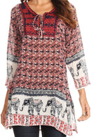 Sakkas Myra Ethnic Print Tunic with Embroidery
