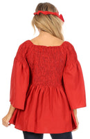 Sakkas Mela Women's Long Sleeve Peplum Off Shoulder Blouse Top in African Ankara