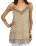 Sakkas Padma Stonewashed Rayon Tank Top#color_Beige