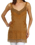 Sakkas Padma Stonewashed Rayon Tank Top#color_Camel