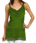 Sakkas Padma Stonewashed Rayon Tank Top#color_Green