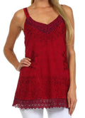 Sakkas Padma Stonewashed Rayon Tank Top#color_Raspberry