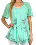 Sakkas Catalina Island Relaxed Fit Blouse#color_Dark Mint