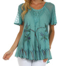 Sakkas Catalina Island Relaxed Fit Blouse#color_Pacific Teal