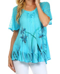 Sakkas Catalina Island Relaxed Fit Blouse#color_Turquoise