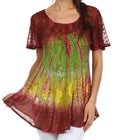 Sakkas Padmini Sequin Tie Dye Blouse#color_Brown