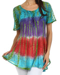 Sakkas Padmini Sequin Tie Dye Blouse#color_Turquoise