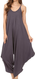 Sakkas Ganesa Sleeveless Spaghetti Strap Long Handkerchief Sides Blouse Top Shirt#color_Grey
