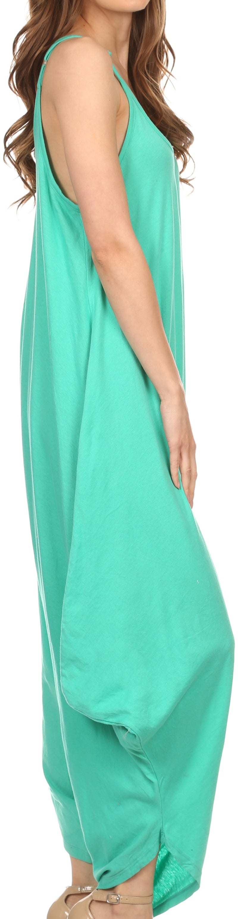 Sakkas Ganesa Sleeveless Spaghetti Strap Long Handkerchief Sides Blouse Top Shirt