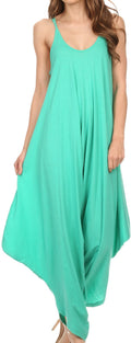 Sakkas Ganesa Sleeveless Spaghetti Strap Long Handkerchief Sides Blouse Top Shirt#color_Mint
